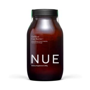 The Nue Co. Debloat Gut Barrier+, Dietary Supplement, Prebiotic with Tumeric and Ginger, Reduces Bloating, 200 grams